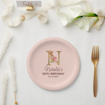 Buchstabe N Gold Monogramm Blush Rosa Rosen