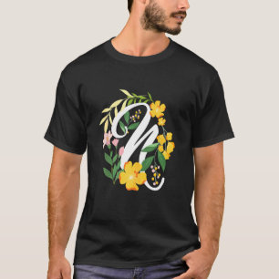 Buchstabe N Großbuchstabe Alphabet Blumen Monogram T-Shirt
