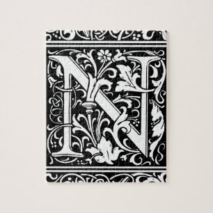 Buchstabe N Mittelalterliche Monogramm-Kunst Art N