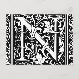 Buchstabe N Mittelalterliche Monogramm-Kunst Neue Postkarte