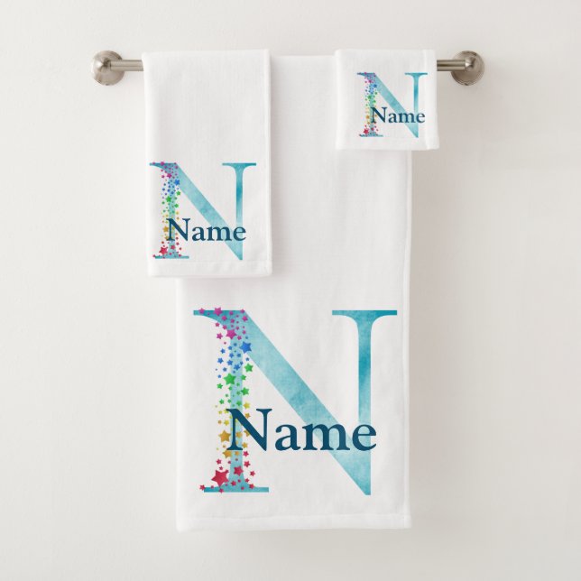 Buchstabe N Monogramm Initial Bad-Geschenkset Badhandtuch Set (Insitu)