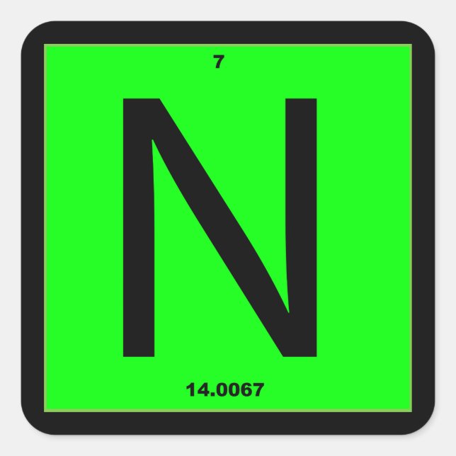 Buchstabe N Periodensystem Quadratischer Aufkleber (Vorderseite)