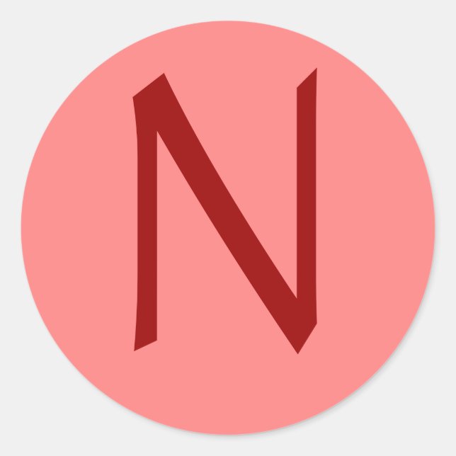 Buchstabe N Rose Wein Runder Aufkleber (Vorderseite)