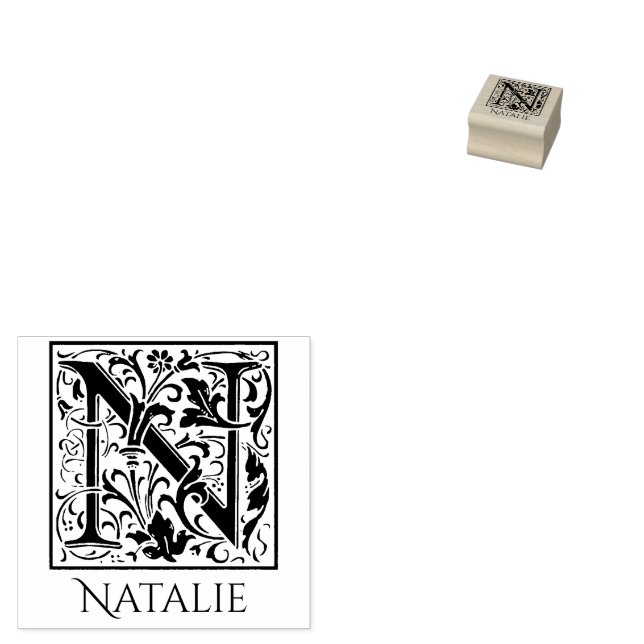Buchstabe N Vintag Erster Buchstabe Personalisiert Gummistempel (Stempel)