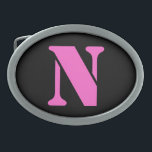 Buchstabe- NGürtelschnalle Ovale Gürtelschnalle<br><div class="desc">Buchstabe- NGürtelschnalle,  Rosa und Schwarzes</div>