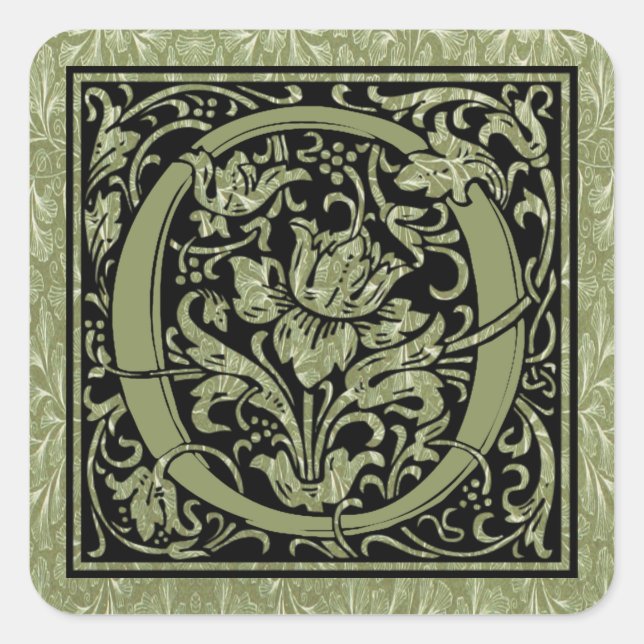 Buchstabe O Erster Buchstabe Monogramm Quadratischer Aufkleber (Vorderseite)