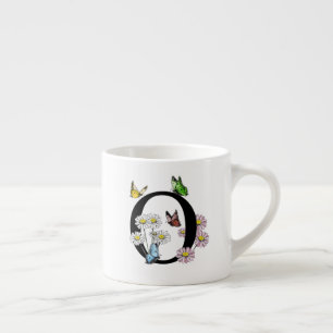 Buchstabe O Floral Schmetterling Monogramm Initial Espressotasse