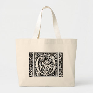 Buchstabe O Mittelalterliche Monogramm-Kunst Art N Jumbo Stoffbeutel