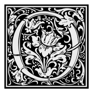 Buchstabe O Mittelalterliche Monogramm-Kunst Art N Poster