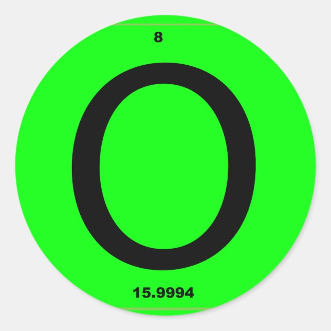 Buchstabe O Periodentabelle Runder Aufkleber (Vorderseite)
