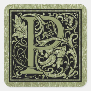 Buchstabe P Erster Buchstabe Monogramm Quadratischer Aufkleber