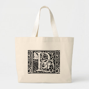 Buchstabe P Mittelalterliche Monogramm-Kunst Art N Jumbo Stoffbeutel