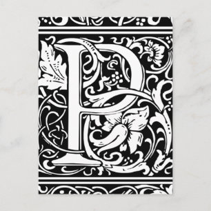 Buchstabe P Mittelalterliche Monogramm-Kunst Art N Postkarte