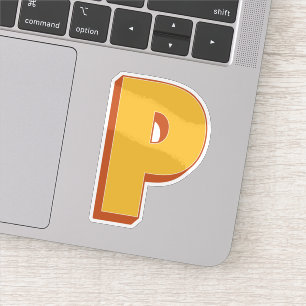 Buchstabe P Monogramm, fette 3D-Schrift Initiale  Aufkleber