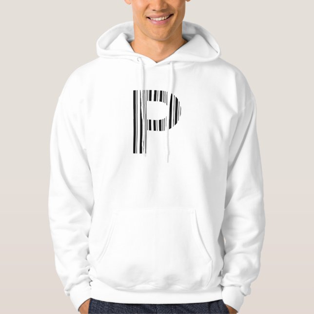 BUCHSTABE P STRICHCODE Erster Anfangsbuchstabe-Str Hoodie (Vorderseite)