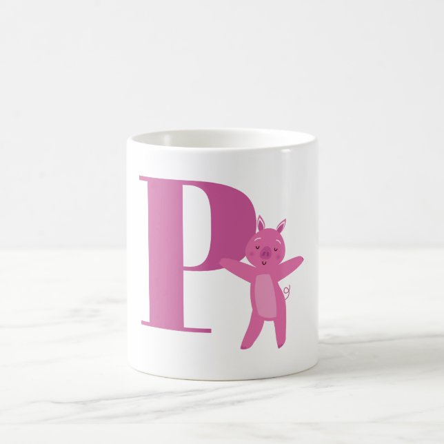 Buchstabe P u. Schwein Kaffeetasse (Mittel)
