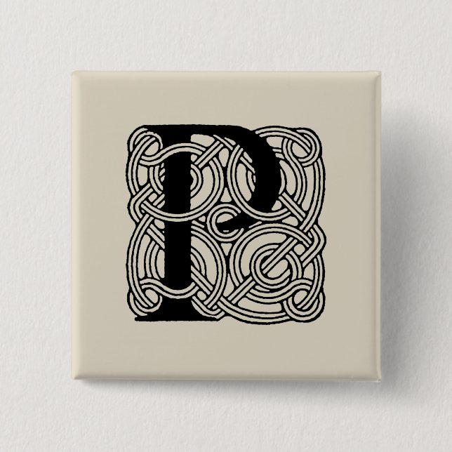 Buchstabe P Vintage Knotentonografie Button (Vorderseite)