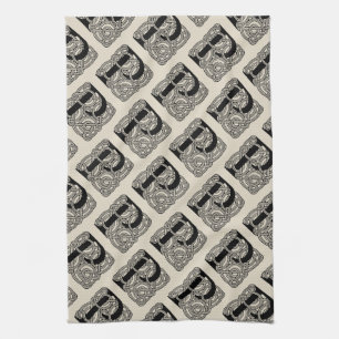 Buchstabe P Vintage Knotentonografie Geschirrtuch