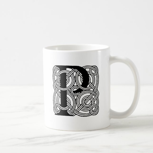 Buchstabe P Vintage Knotentonografie Kaffeetasse (Rechts)