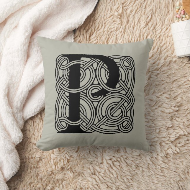 Buchstabe P Vintage Knotentonografie Kissen (Decke)