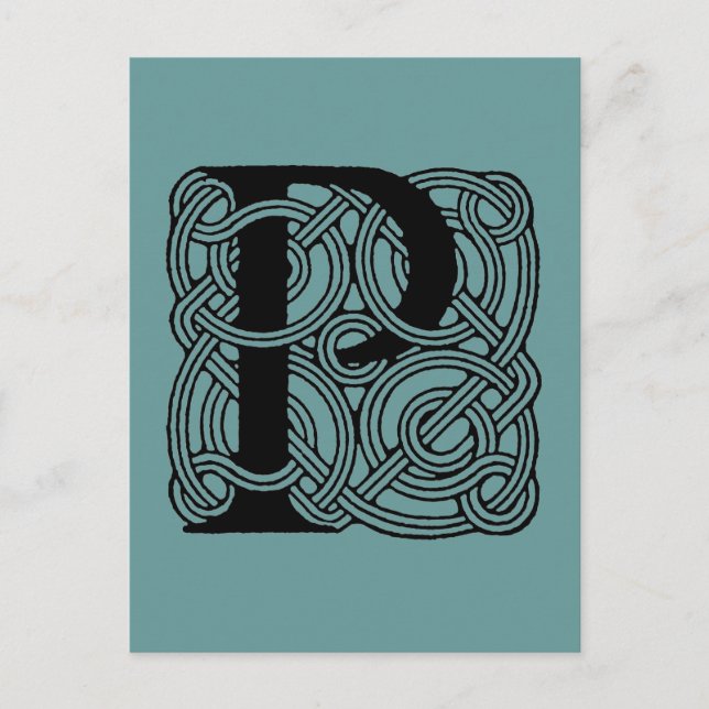 Buchstabe P Vintage Knotentonografie Postkarte (Vorderseite)