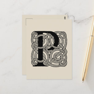 Buchstabe P Vintage Knotentonografie Postkarte