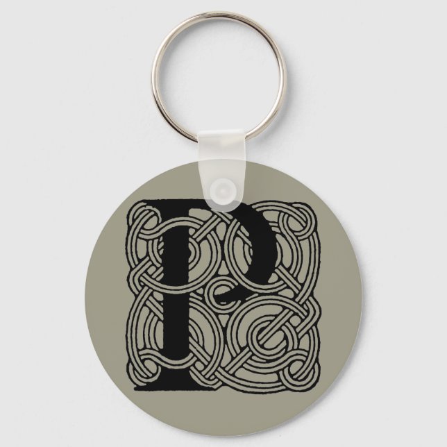 Buchstabe P Vintage Knotentonografie Schlüsselanhänger (Vorderseite)