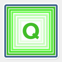 Buchstabe Q - Blaugrün Quadratischer Aufkleber