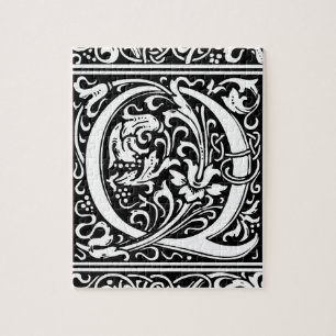 Buchstabe Q Mittelalterliche Monogramm-Kunst Art N