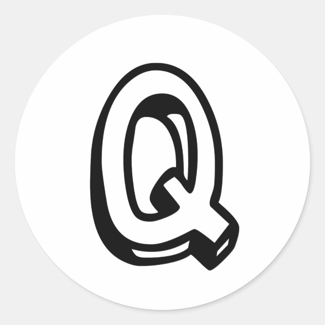 Buchstabe Q Runder Aufkleber (Vorderseite)