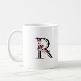 Buchstabe R, Cherry Blossom | Monogramm-Skriptname Kaffeetasse