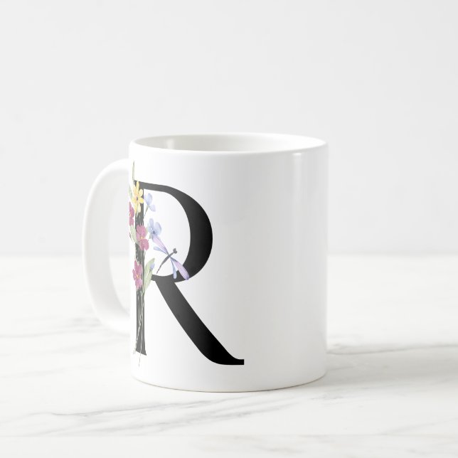 Buchstabe R mit Blumen Kaffeetasse (Vorderseite Links)
