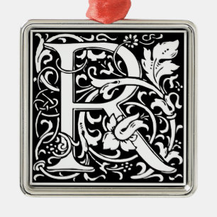 Buchstabe R Mittelalterliche Monogramm-Kunst Art N Ornament Aus Metall