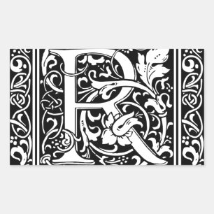 Buchstabe R Mittelalterliche Monogramm-Kunst Art N Rechteckiger Aufkleber