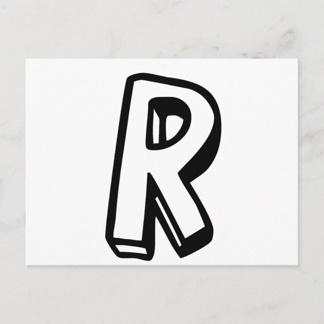 Buchstabe R Postkarte (Vorderseite)
