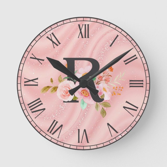 Buchstabe R Runde Wanduhr (Vorderseite)