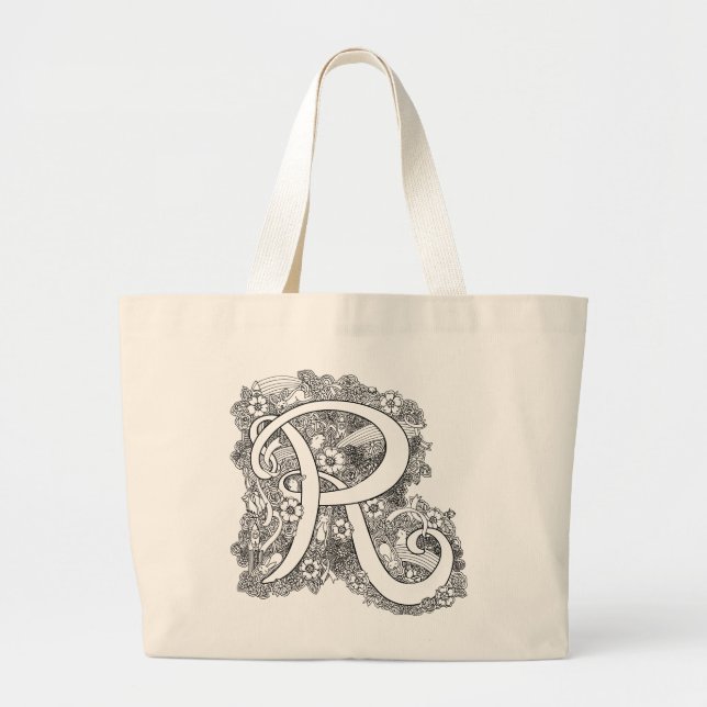 Buchstabe R Zengekritzelmonogramm-Taschentasche Jumbo Stoffbeutel (Vorne)