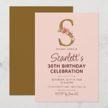 Buchstabe S Gold Monogramm Blush Rosa Rosen