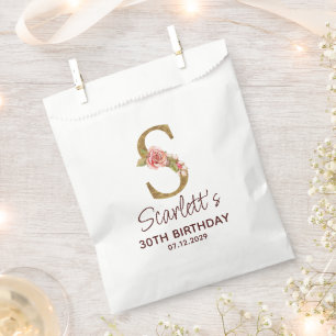 Buchstabe S Gold Monogramm Rosarote Rosen Geschenktütchen