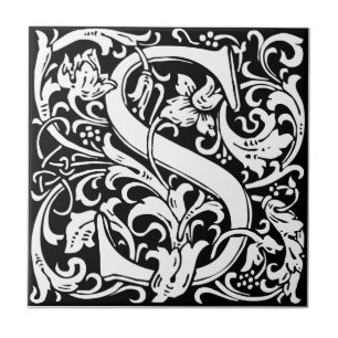 Buchstabe S Mittelalterliche Monogramm-Kunst Art N Fliese
