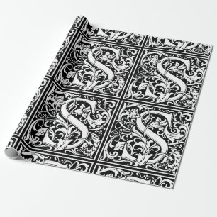 Buchstabe S Mittelalterliche Monogramm-Kunst Art N Geschenkpapier