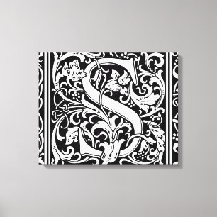 Buchstabe S Mittelalterliche Monogramm-Kunst Art N Leinwanddruck