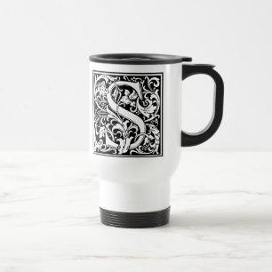 Buchstabe S Mittelalterliche Monogramm-Kunst Art N Reisebecher