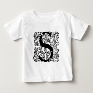 Buchstabe S Monogramm Vintage-Knotenprint Baby T-shirt