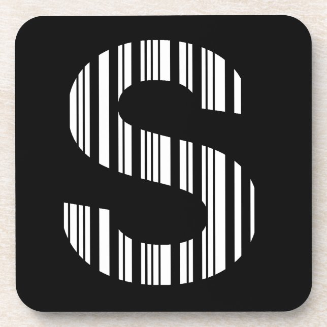 BUCHSTABE S STRICHCODE Erstes Anfangsbuchstabe-Str Getränkeuntersetzer (Vorderseite)