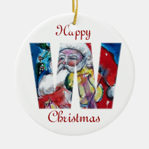 BUCHSTABE /SANTA KLAUS WEIHNACHTEN W MIT KERAMIKORNAMENT