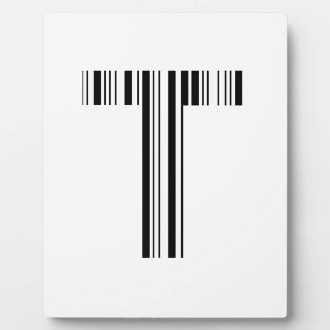 BUCHSTABE T BAR CODE Erstes Anfangsbuchstaben-Barc Fotoplatte (Vorderseite)