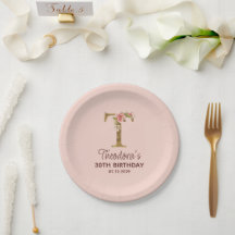 Buchstabe T Gold Monogramm Blush Rosa Rosen