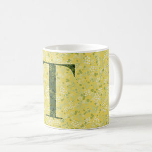 Buchstabe T hellgelbe und dunkelgrüne Freiheit Kaffeetasse