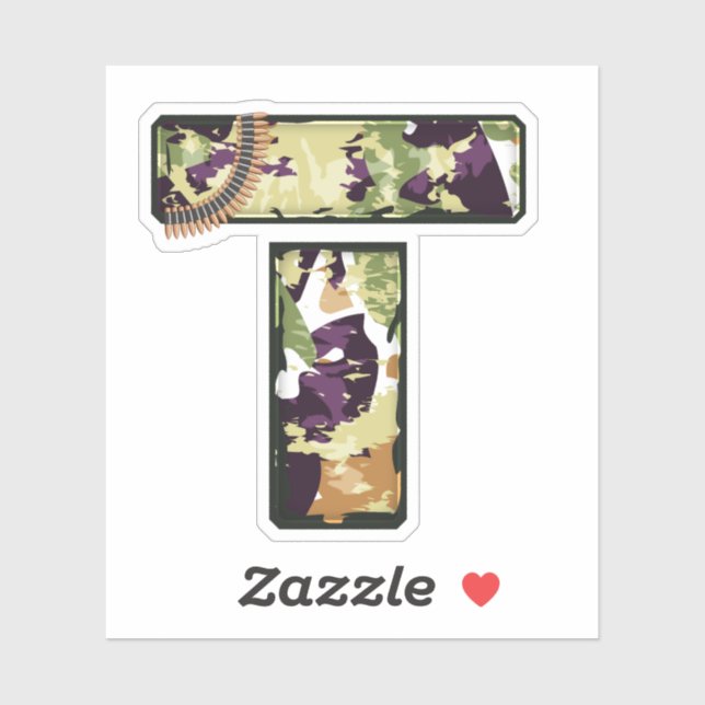 Buchstabe T mit militärischer Tarnung Aufkleber (Blatt)